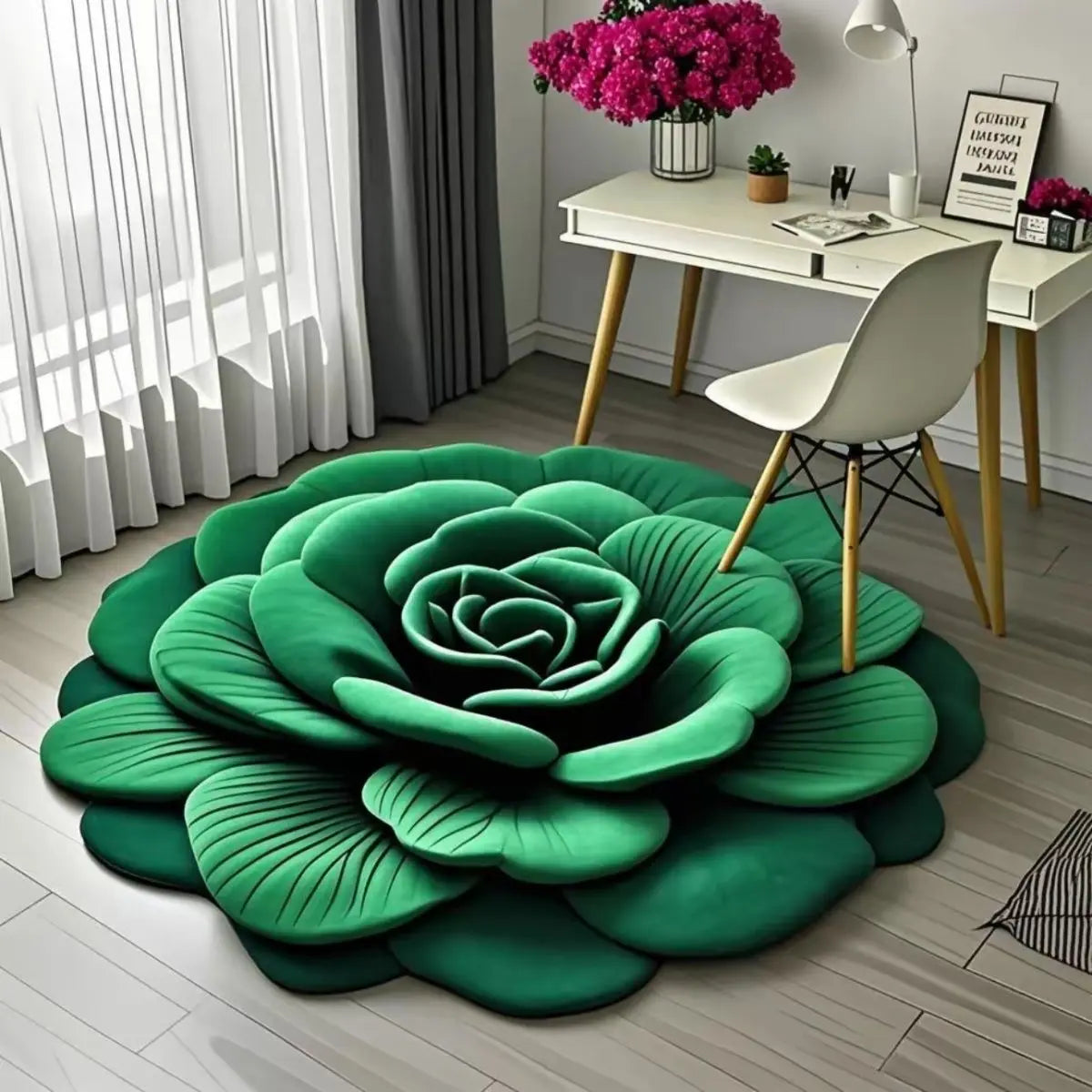 Crystal Velvet Shaped Flower Carpet Floor Mat Dressing Room anti Slip Mat Dressing Table Living Room Bedside Bedroom Floor Mat