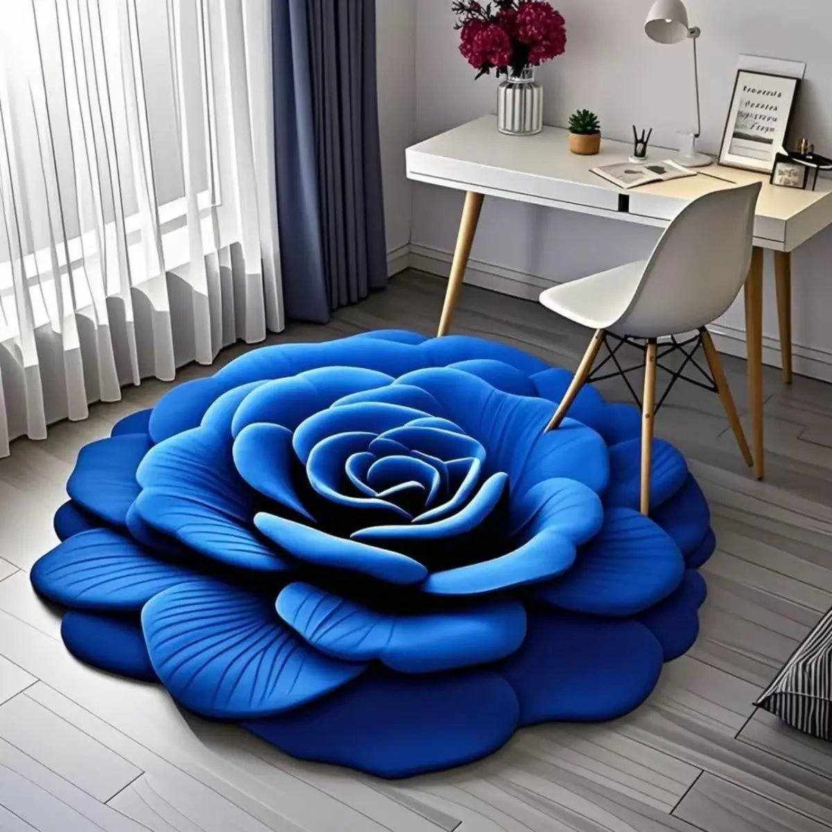 Crystal Velvet Shaped Flower Carpet Floor Mat Dressing Room anti Slip Mat Dressing Table Living Room Bedside Bedroom Floor Mat