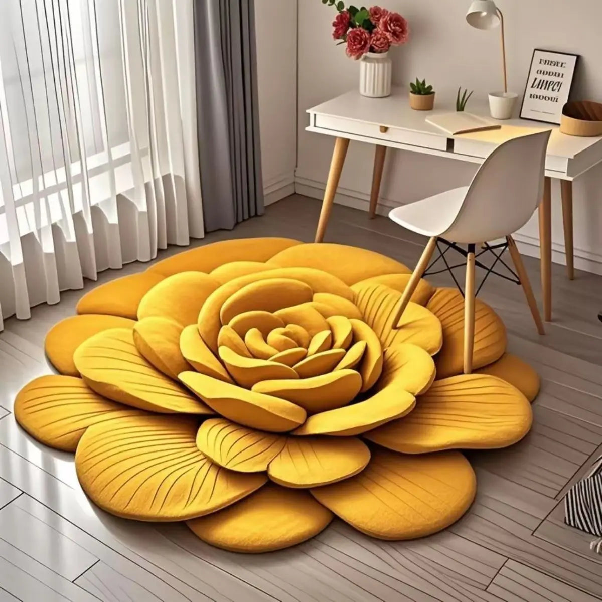 Crystal Velvet Shaped Flower Carpet Floor Mat Dressing Room anti Slip Mat Dressing Table Living Room Bedside Bedroom Floor Mat